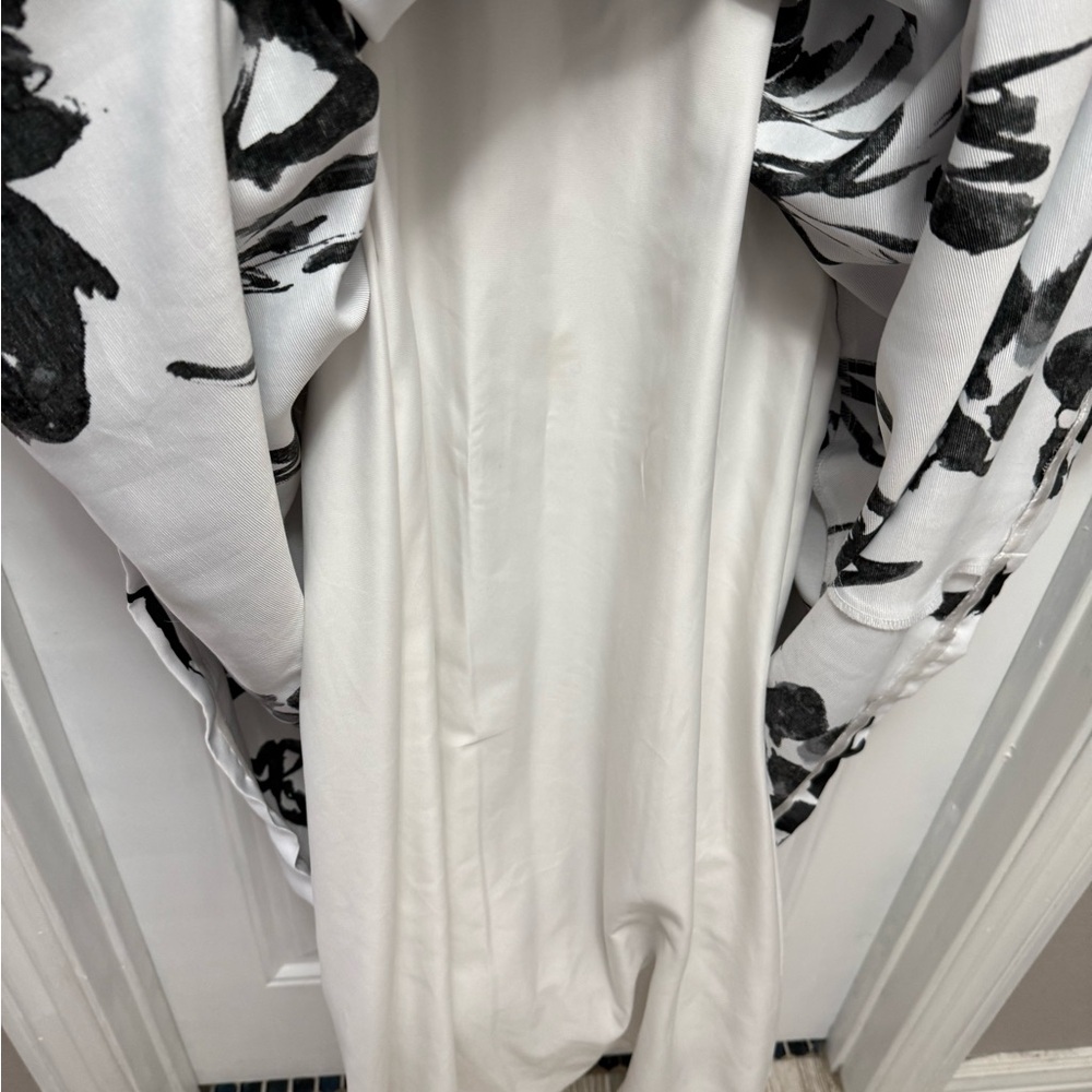Ralph Lauren Black and White Floral Skirt Scoop Neck Gown Size 12 RETAIL $325 - Picture 6 of 16